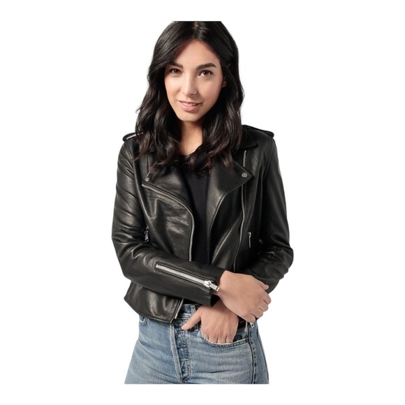 LTH JKT Kas Modern Biker Jacket in Black - Picture 1 of 15